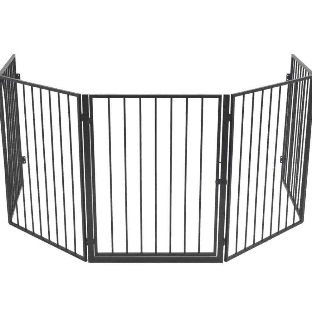 vidaXL Clôture de cheminée pour animaux de compagnie Acier Noir