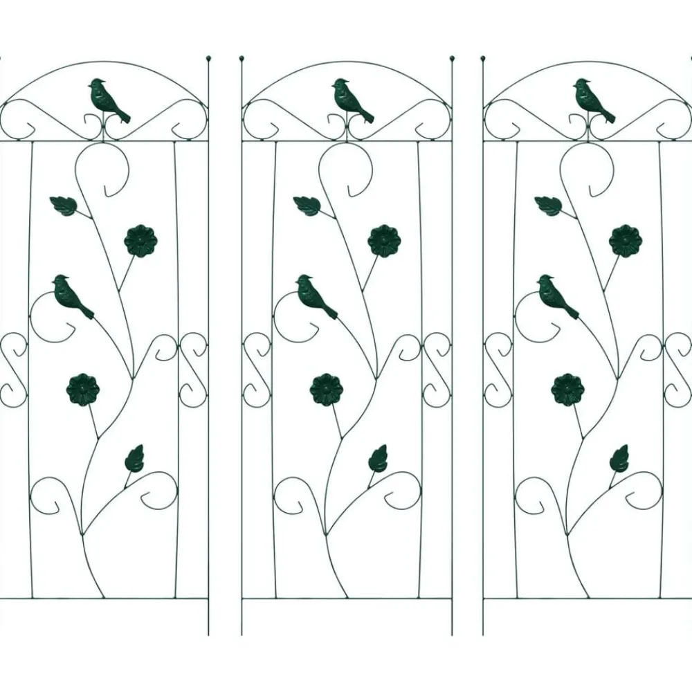 Pelouses & Jardins-vidaXL Clôture de jardin 3 pcs 110 x 40 cm Acier Vert