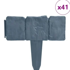 Clôtures & Barrières-vidaXL Clôture de jardin/pelouse plastique aspect de pierre 41 pcs 10m Gris