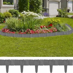 Clôtures & Barrières-vidaXL Clôture de jardin/pelouse plastique aspect de pierre 41 pcs 10m Gris
