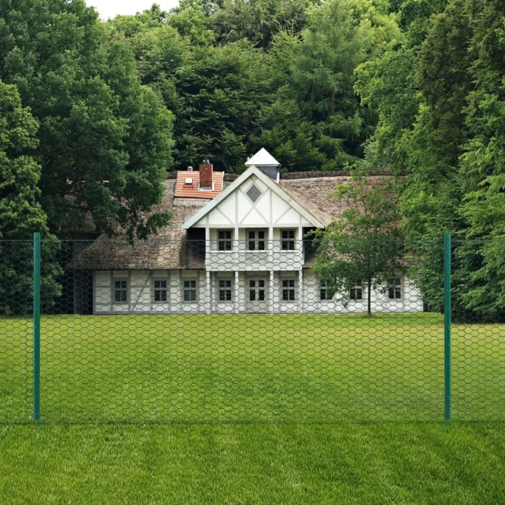 Clôtures & Barrières-vidaXL Clôture en grillage métallique avec poteaux Acier 25x0,5 m Vert