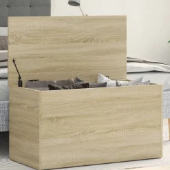 Armoires & Meubles De Rangement-vidaXL Coffre de rangement Chêne sonoma 84x42x46 cm Bois d'ingénierie Ch&ecirc;ne sonoma