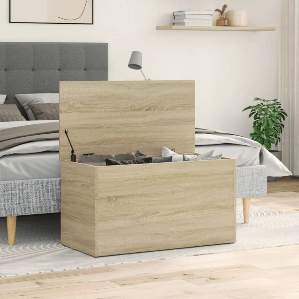 Armoires & Meubles De Rangement-vidaXL Coffre de rangement Chêne sonoma 84x42x46 cm Bois d'ingénierie Chêne sonoma