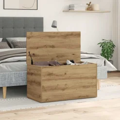 vidaXL Coffre de rangement chêne artisanal 84x42x46 cm bois ingénierie