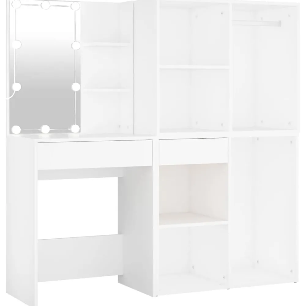 Armoires & Meubles De Rangement-vidaXL Coiffeuse à LED avec 2 armoires Bois d'ingénierie Blanc