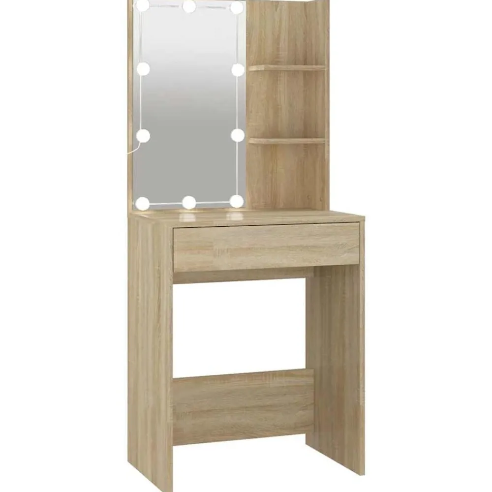 vidaXL Coiffeuse avec LED Chêne sonoma 60x40x140 cm
