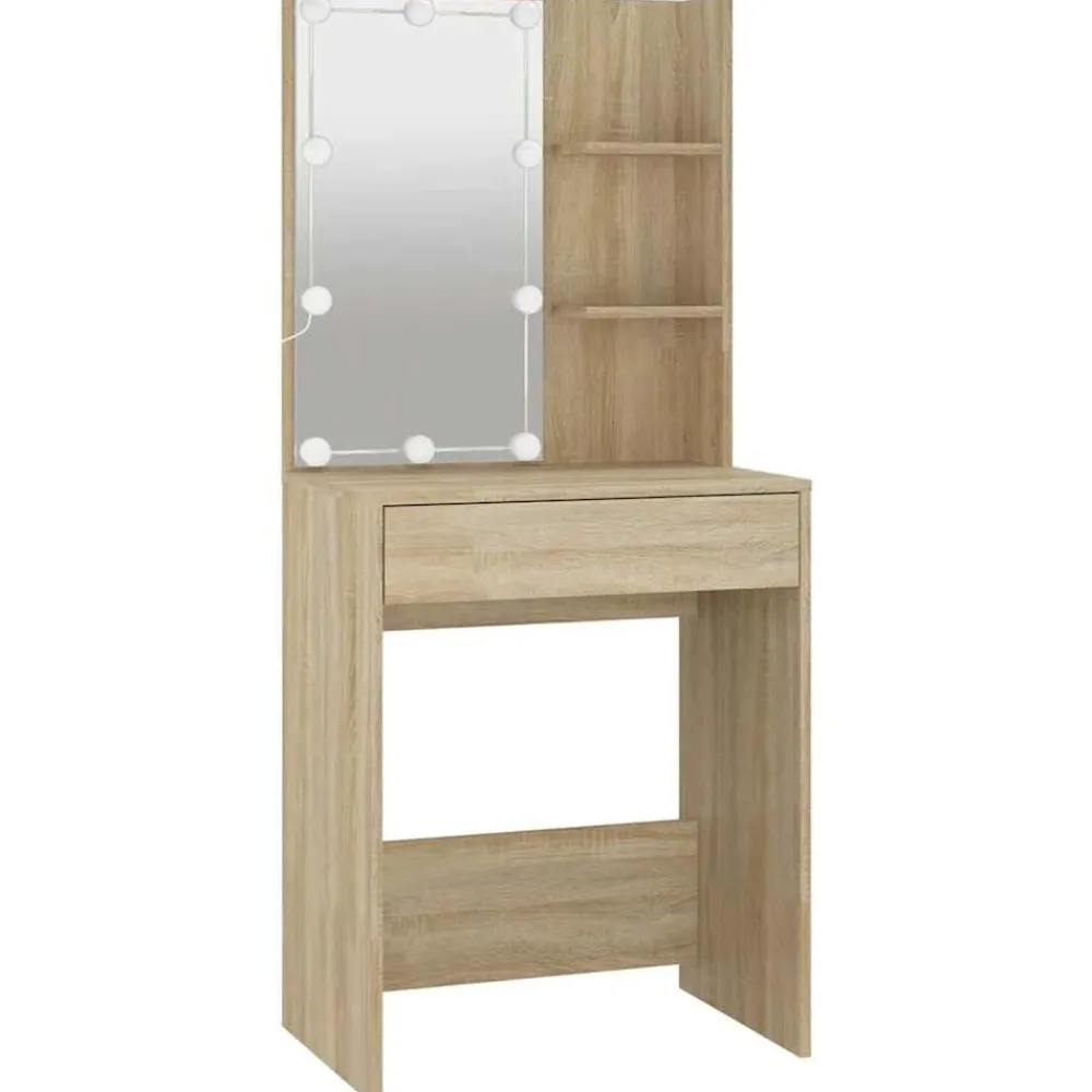 vidaXL Coiffeuse avec LED Chêne sonoma 60x40x140 cm