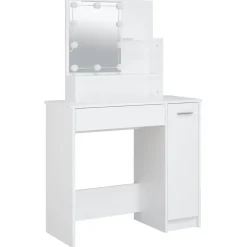 vidaXL Coiffeuse avec LED 86,5x35x136 cm