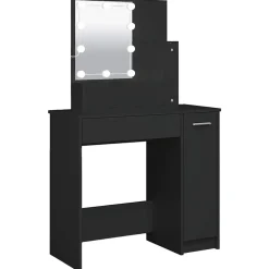Tables-vidaXL Coiffeuse avec LED 86,5x35x136 cm Noir