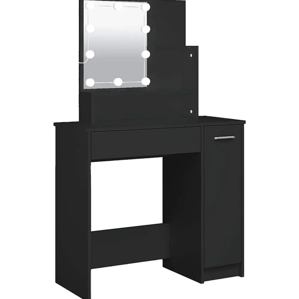 Tables-vidaXL Coiffeuse avec LED 86,5x35x136 cm Noir