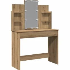 vidaXL Coiffeuse avec lumières LED chêne artisanal 96x40x142 cm