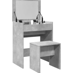 Armoires & Meubles De Rangement-vidaXL Coiffeuse et tabouret 60x40x113,5 cm Gris béton