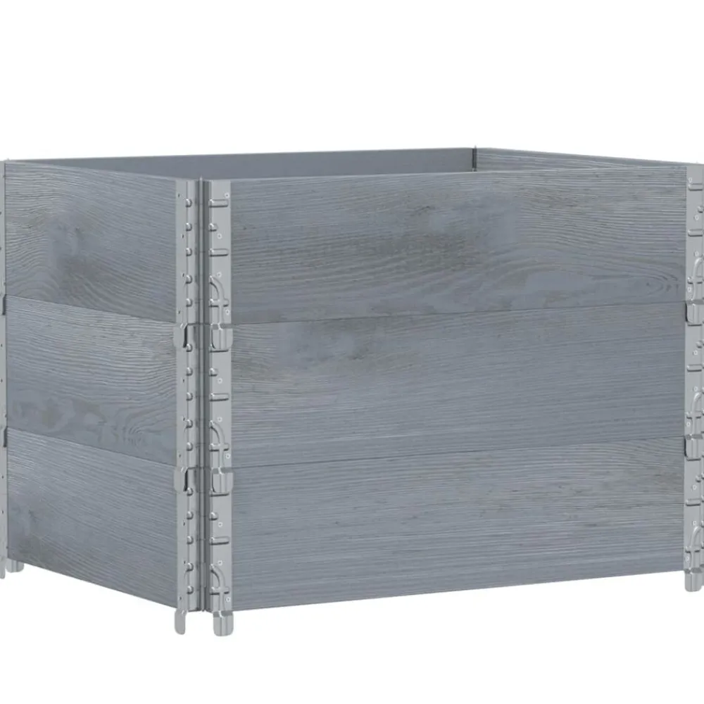 Manutention De Matériaux-vidaXL Colliers de palette 3 pcs 80x60 cm bois de pin solide Gris