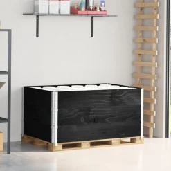 Manutention De Matériaux-vidaXL Colliers de palette 3 pcs 120x80 cm bois de pin solide Noir