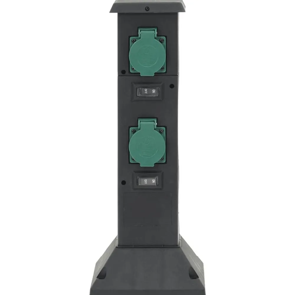 Accessoires Électriques-vidaXL Colonne de prise d'extérieur à 4 voies noir vert 16x16x39,5 cm Noir et vert