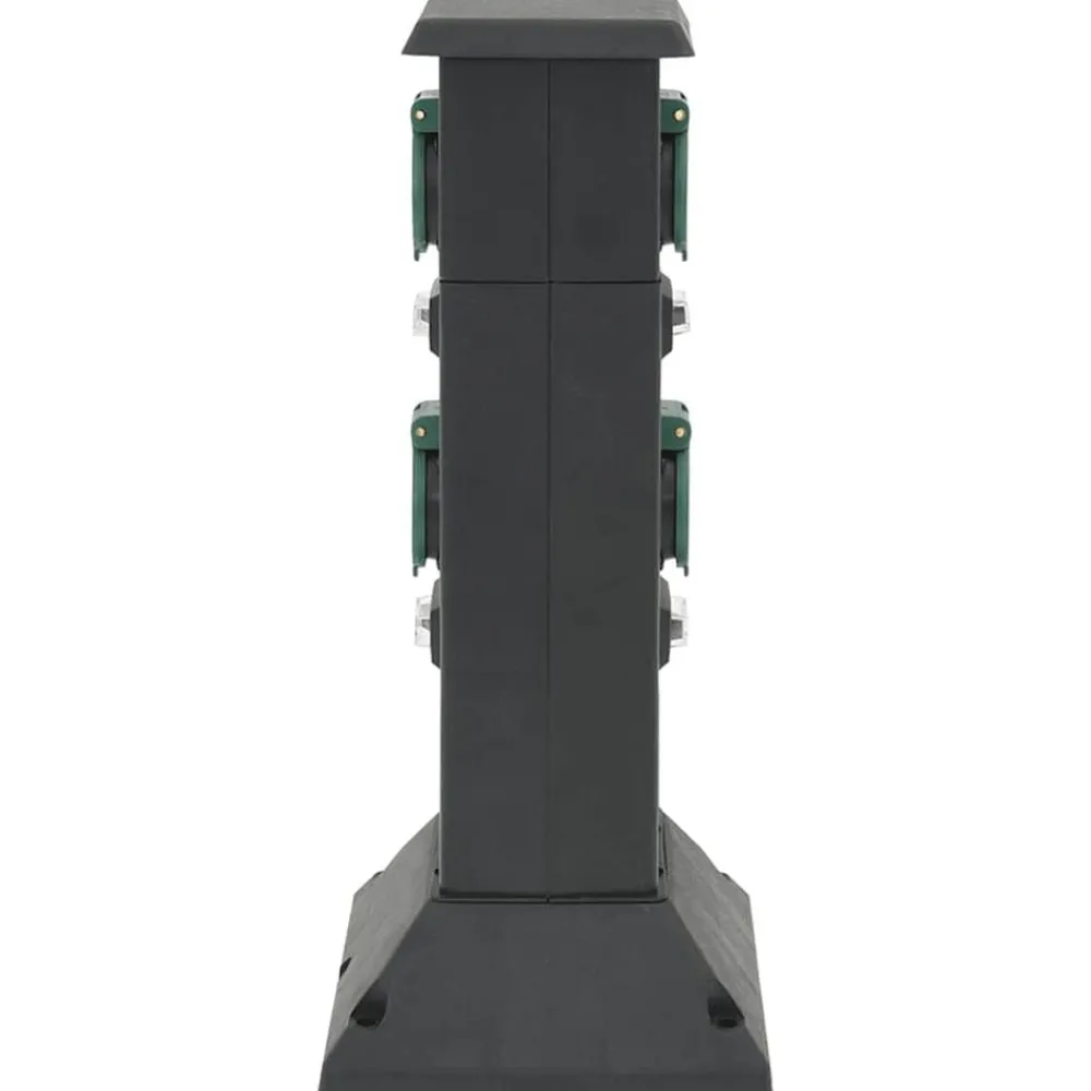 Accessoires Électriques-vidaXL Colonne de prise d'extérieur à 4 voies noir vert 16x16x39,5 cm Noir et vert
