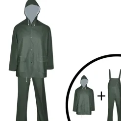 Vêtements & Accessoires-vidaXL Combinaison de pluie imperméable 2 pcs avec capuche XL Vert