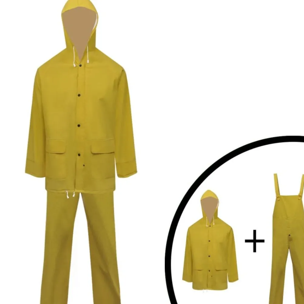 Vêtements & Accessoires-vidaXL Combinaison de pluie 2 pcs imperméable résistante à capuche L Jaune