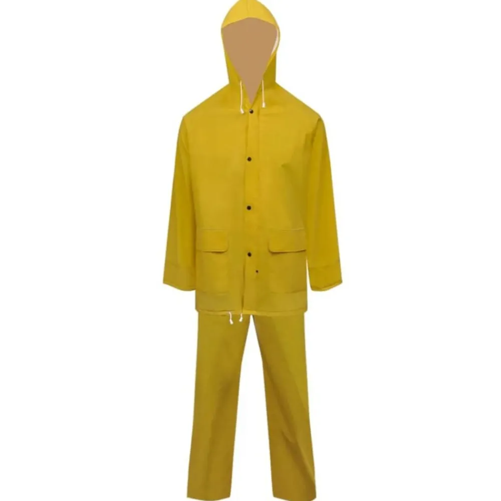 Vêtements & Accessoires-vidaXL Combinaison de pluie 2 pcs imperméable résistante à capuche L Jaune
