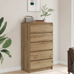 Armoires & Meubles De Rangement-vidaXL Commode chêne artisanal 60x36x103 cm bois d'ingénierie ch&ecirc;ne artisanal
