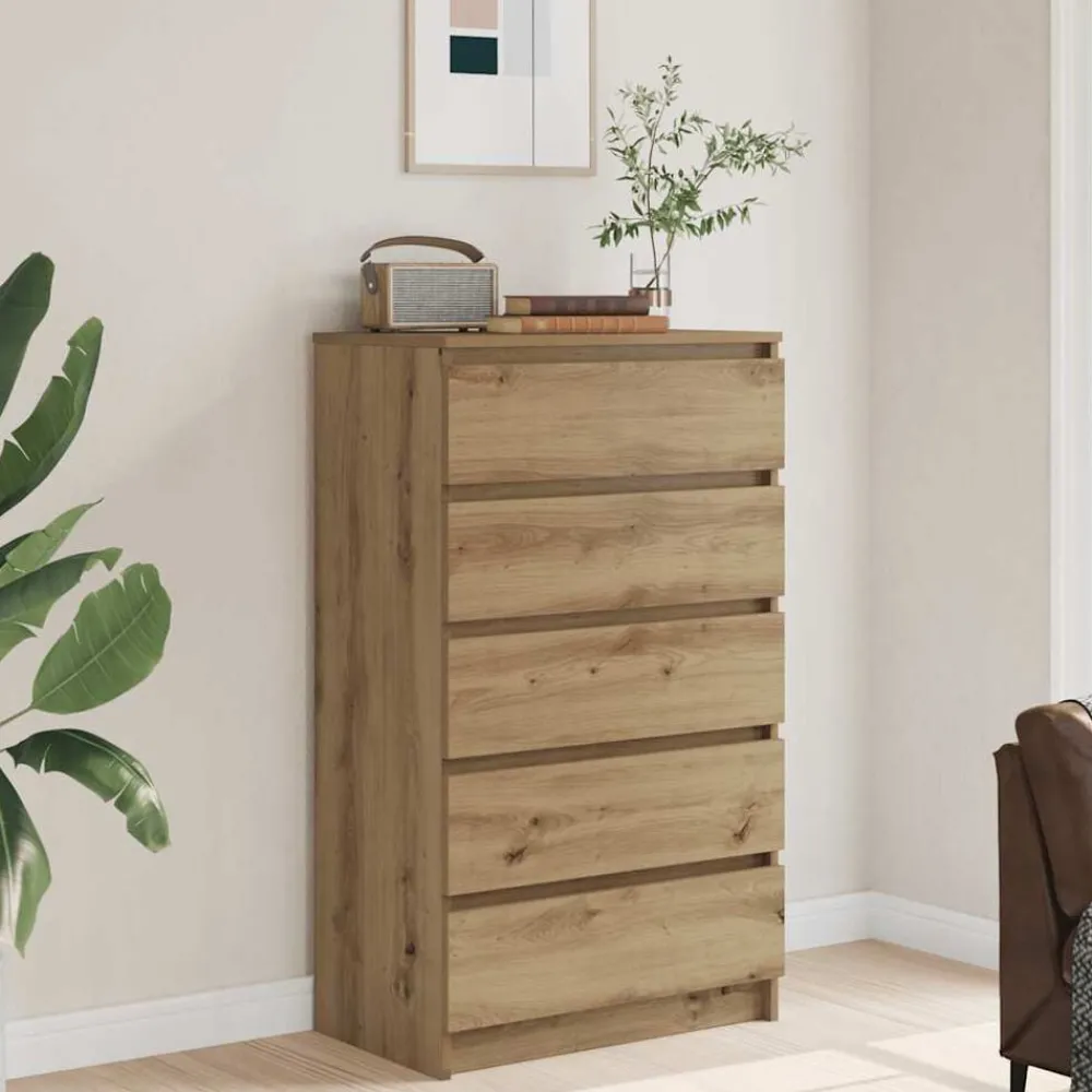 Armoires & Meubles De Rangement-vidaXL Commode chêne artisanal 60x36x103 cm bois d'ingénierie chêne artisanal