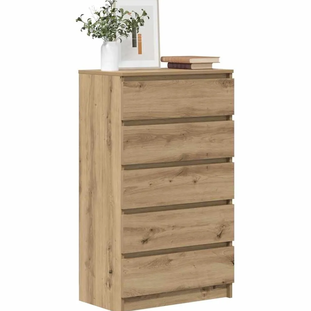 Armoires & Meubles De Rangement-vidaXL Commode chêne artisanal 60x36x103 cm bois d'ingénierie chêne artisanal