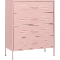 Armoires & Meubles De Rangement-vidaXL Commode 80x35x101,5 cm Acier Rose