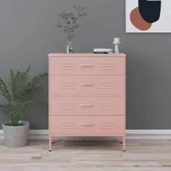 Armoires & Meubles De Rangement-vidaXL Commode 80x35x101,5 cm Acier Rose