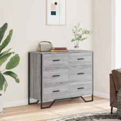 Armoires & Meubles De Rangement-vidaXL Commode 91x35,5x74,5 cm bois d'ingénierie Sonoma gris