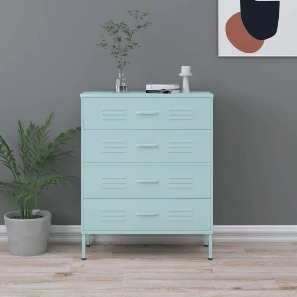 vidaXL Commode Vert 80x35x101,5 cm Acier