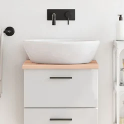 Matériaux De Construction-vidaXL Comptoir de salle de bain 40x30x2 cm bois massif non traité Naturel