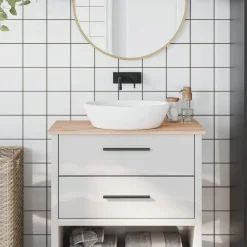 Matériaux De Construction-vidaXL Comptoir de salle de bain 80x40x1,5 cm bois massif de hêtre Naturel