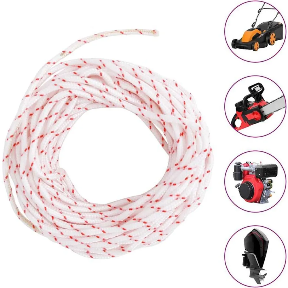 Accessoires De Quincaillerie-vidaXL Cordon de démarrage à tirer blanc et rouge Ø3 mm 10 m nylon