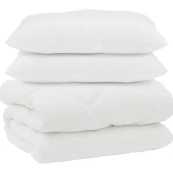 vidaXL Couette avec Oreillers 3 pcs Blanc Microfibre et Plumes D'oie