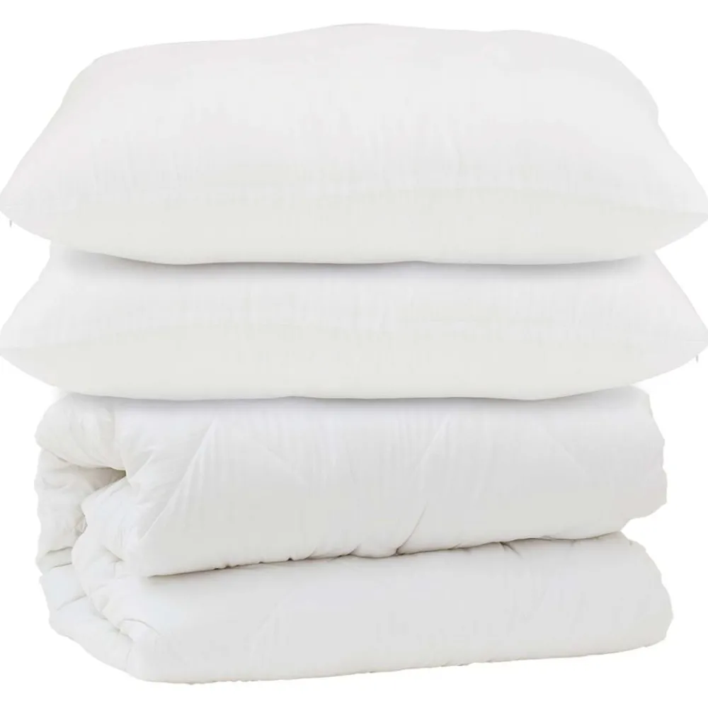 vidaXL Couette avec oreiller 3 pcs Blanc Microfibre