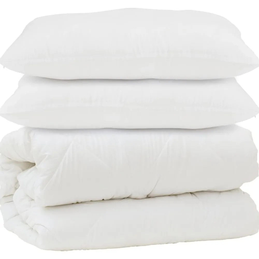 vidaXL Couette avec oreiller 3 pcs Blanc Microfibre