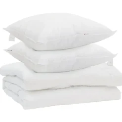 Linge-vidaXL Couette avec oreiller 3 pcs Blanc Microfibre
