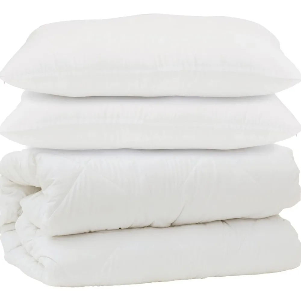 vidaXL Couette avec oreiller 3 pcs Blanc Microfibre