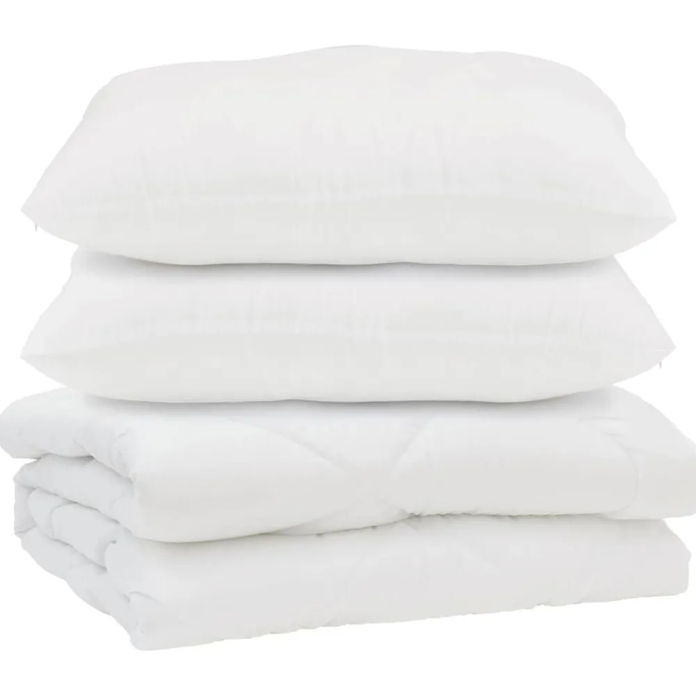 Linge-vidaXL Couette avec oreiller 3 pcs Blanc Microfibre