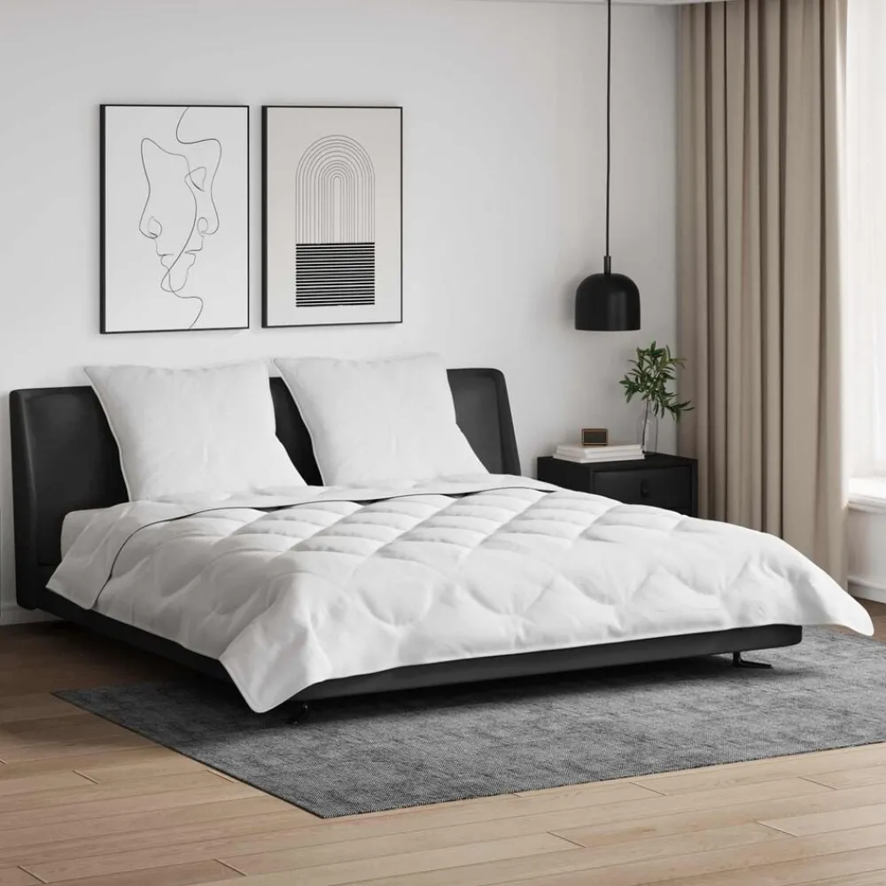 Linge-vidaXL Couette avec oreiller 3 pcs Blanc Microfibre