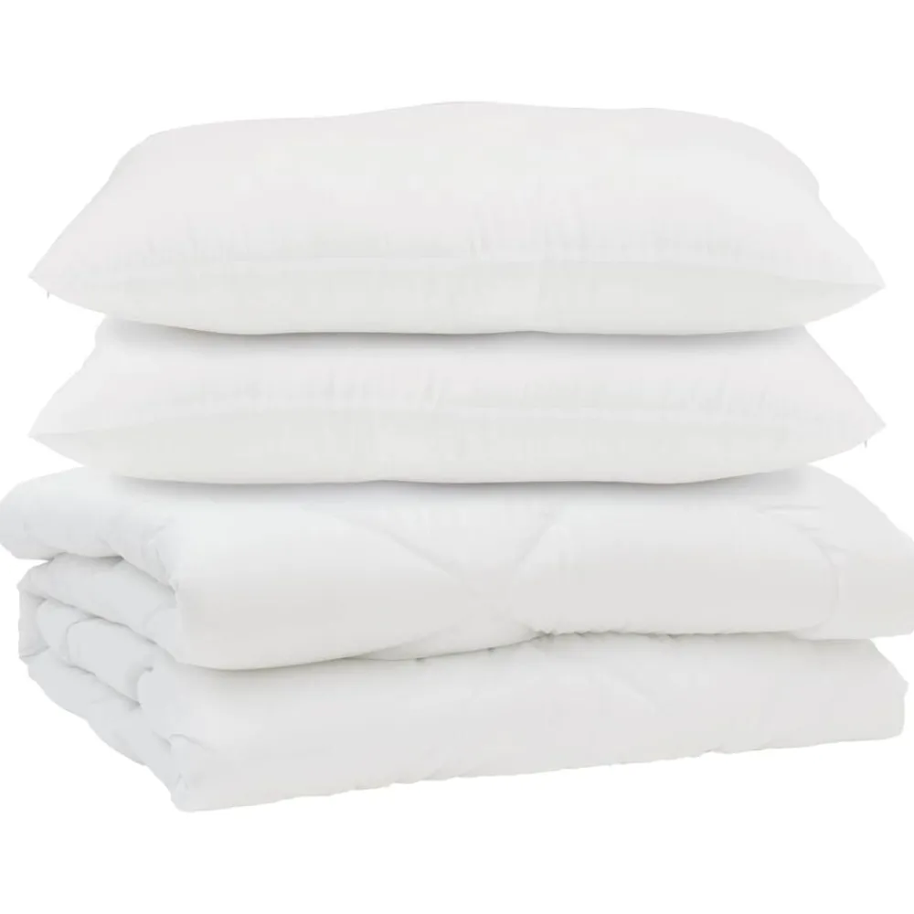Linge-vidaXL Couette avec oreiller 3 pcs Blanc Microfibre