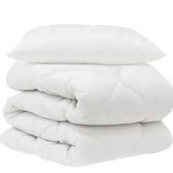 Linge-vidaXL Couette avec oreiller 2 pcs Blanc Microfibre