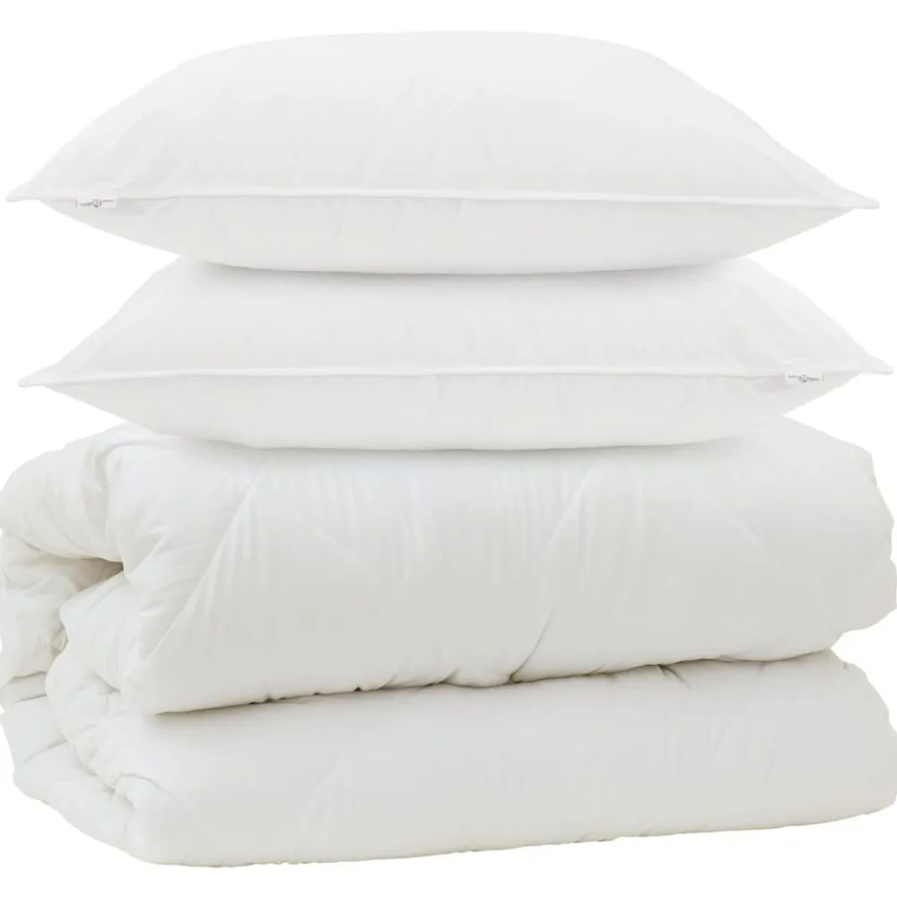 vidaXL Couette avec Oreillers avec oreiller 3 pcs Blanc Microfibre