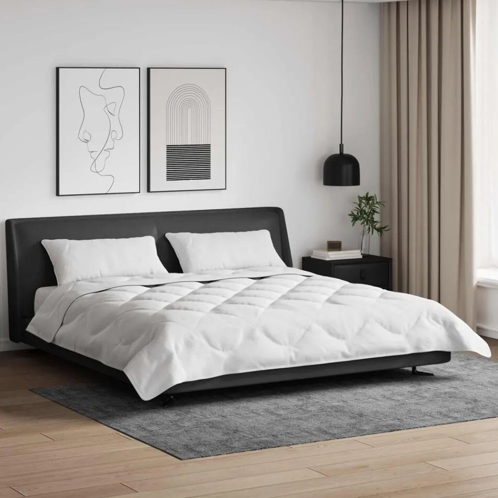 vidaXL Couette avec oreiller 3 pcs Blanc Microfibre