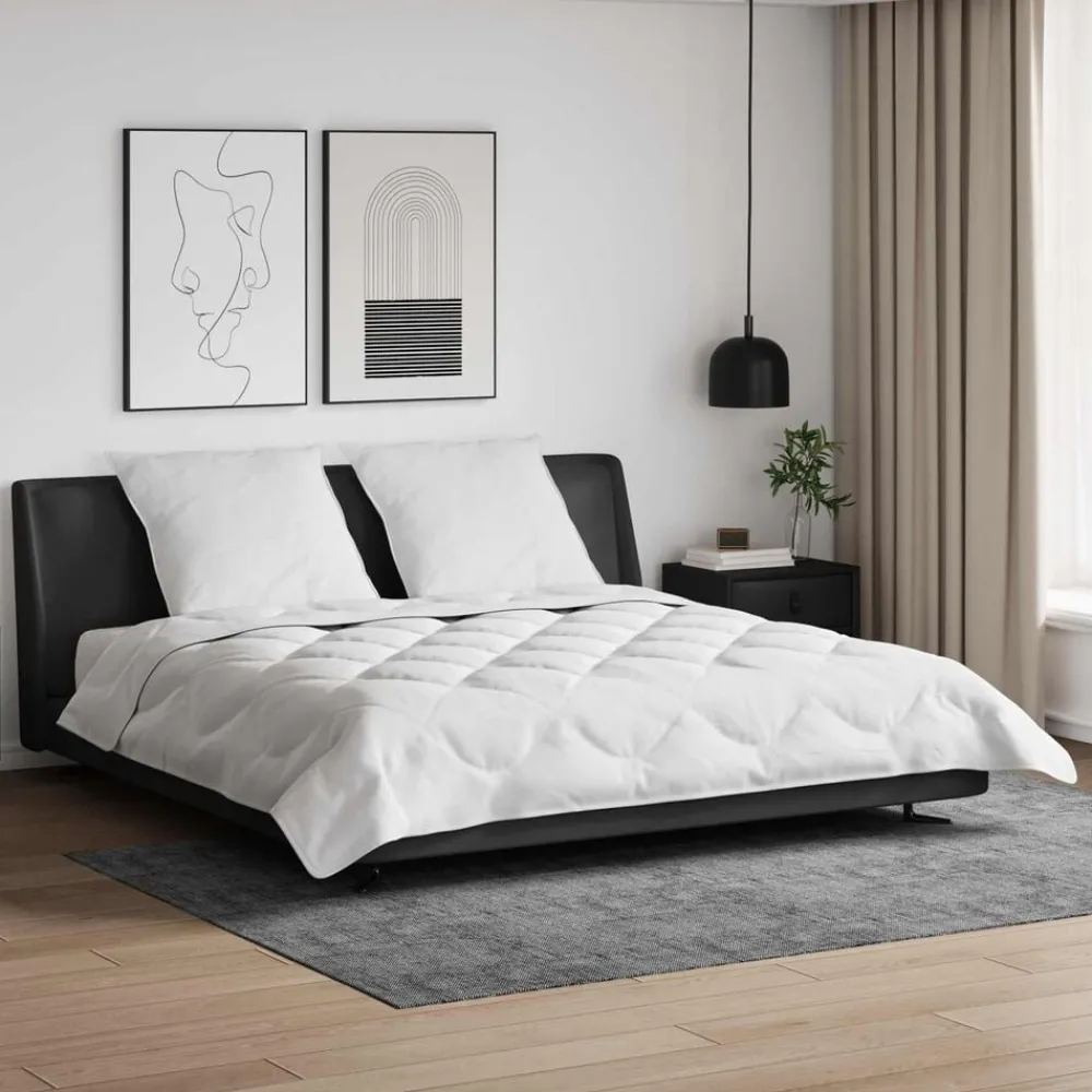 Linge-vidaXL Couette avec oreiller 3 pcs Blanc Microfibre