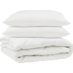 Linge-vidaXL Couette avec oreiller 3 pcs Blanc Microfibre