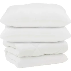 vidaXL Couette avec Oreillers 3 pcs Blanc Microfibre et Plumes D'oie