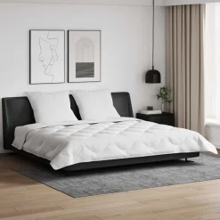 vidaXL Couette avec Oreillers 3 pcs Blanc Microfibre et Plumes D'oie