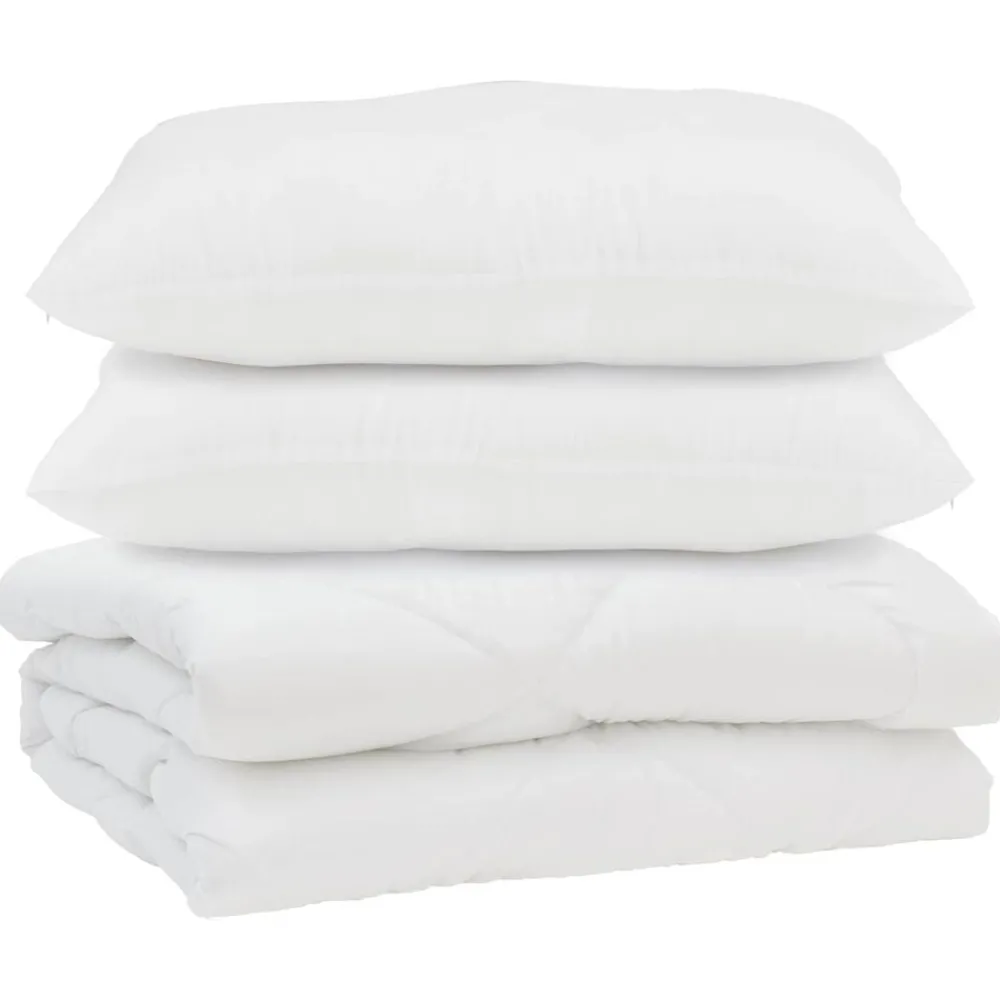 vidaXL Couette avec oreiller 3 pcs Blanc Microfibre