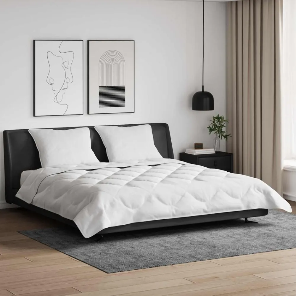 vidaXL Couette avec oreiller 3 pcs Blanc Microfibre